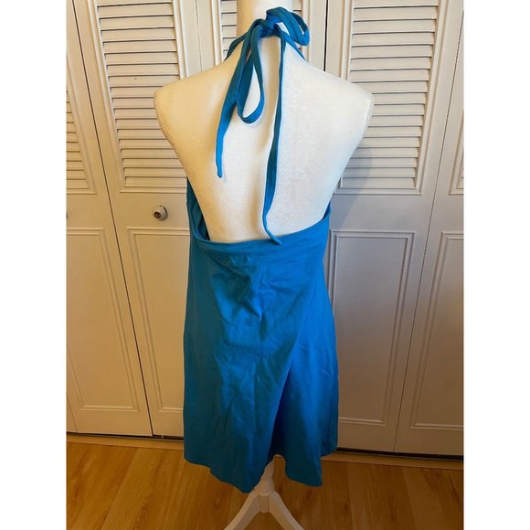 Vintage Moda International Halter Dress aqua Blue Large - Picture 4 of 5